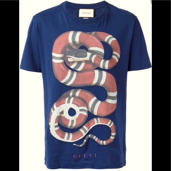 Gucci Distressed Navy Snake Print T 